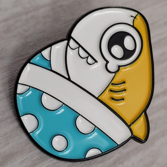 Yellow Shark Swaddled In A Blanket Enamel Pin - Picture 7 of 8